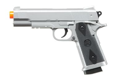 Full Size 1911 Alloy Series Heavyweight Spring Airsoft Pistol (Silver w/Black Grip Panels)