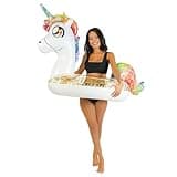 PoolCandy Inflatable Glitter Rainbow Unicorn Pool Tube Float 42 Inch