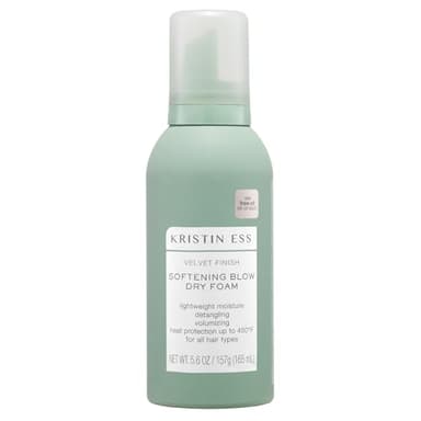 Kristin Ess Heat Protectant Hair Mousse for Women, 4-in-1 Volumizing Styling Foam for Blow Out that Softens, Detangles, Adds Shine and Reduces Frizz for Long Lasting Hairstyle for Fine to Curly Hair