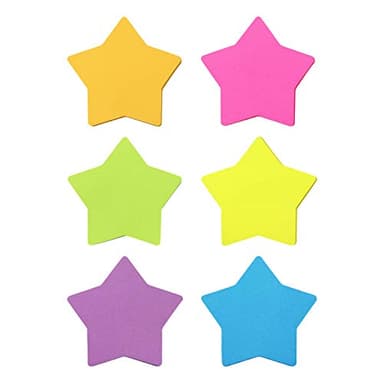 SIMONA Star Shape Sticky Notes 6 Color Bright Colorful Sticky Pad 75 Sheets/Pad Self-Sticky Note Pads (6 Pads)