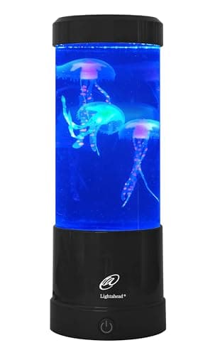 Lightahead Mini LED Round Jellyfish Sensory Aquarium Lamp Color Changing Light Effects, A Sensory Synthetic Jelly Fish Aquarium Tank 9 inches Mood Lamp.