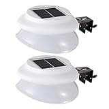 Solar Gutter Lights, Super Bright 9 LED Waterproof Wireless Security Lights Fence Lamp for Outdoor Garden Wall Yard Deck (White 2 Pack)