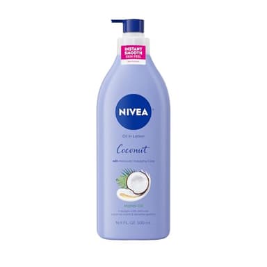 NIVEA Oil Infused Lotion Coconut and Monoi Oil Body Lotion for Women, Fast-Absorbing and Non-Greasy Coconut Scented Lotion Moisturizes for 48 Hours, 16.9 Fl Oz Pump Bottle