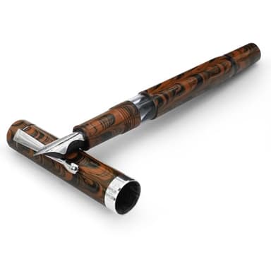 Jaipur V2 Piston Filled Refillable Fountain Pen - Brown Ultra Flex Cursive Pen w/Stainless Steel Nib - Luxury Pens w/Acrylic Body & Ebonite Feed - Fountain Pens for Journaling & Calligraphy