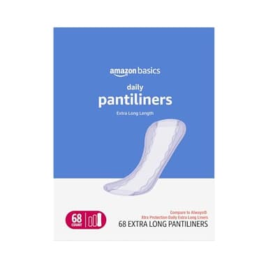 Amazon Basics Daily Pantiliner, Extra Long Length, Thin Feminine Pads for Women, Unscented, Leak Protection, Daily Use, 68 Count (Previously Solimo)
