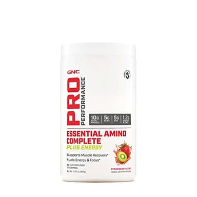GNC Pro Performance Essential Amino Complete Plus Energy, Supports Muscle Recovery, Strawberry Kiwi, 15.9 oz.