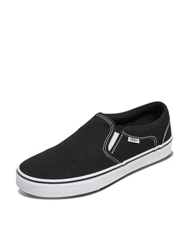 Vans Men's Asher Slip-On Shoe | Comfortable Sneakers for Walking, Fashion & Everyday Wear, Black/White, 11
