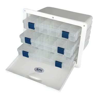 Marine Tackle Box for Boat storage - SSI OEM Parts - Plano Tacklebox Organizers Included (3 Drawer)