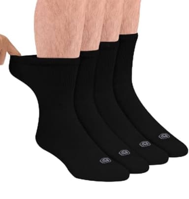 Doctor's Choice Diabetic Socks for Men, Seamless Crew Socks with Non-Binding Top, Provides Extra Comfort for Gout, 4-Pairs, Black, Large, Size 10-13