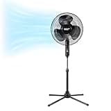 Comfort Zone Electric Oscillating Pedestal Fan, Stand Fan, 16 inch, 3 Speed, 90 Degree Oscillating Head, Adjustable Height and Tilt, Airflow 7.48 ft/sec, Ideal for Home, Bedroom & Office, CZST161BTEBK