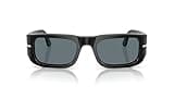 Persol PO3362S Square Sunglasses, Black/Dark Blue Polarized, 52 mm
