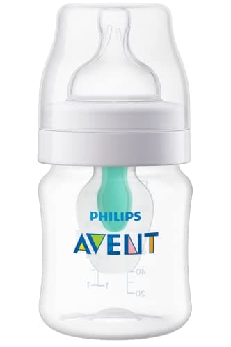 Philips Avent Anti-Colic Baby Bottle with AirFree Vent, 4oz, with Flow 1 Nipples, 0m+, 1Pk, Clear, SCY701/91