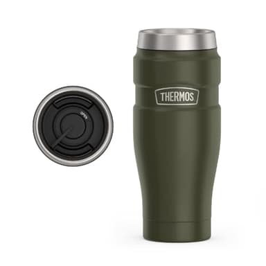 THERMOS Stainless King Vacuum-Insulated Stainless Steel Tumbler - 16oz, Army Green - Insulated Coffee Tumbler for Hot & Cold Drinks - Leak-Proof & Sweat-Proof for Commuting & Traveling