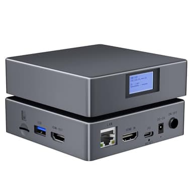 IP KVM Remote Control Over Internet, Remote KVM Over IP, 4K@60Hz,Simulate Keyboard Mouse Touch Screen Remote Operation PC,Servers, Install OS Via BIOS, Audio,Mini Screen, for Windows, Mac and Android