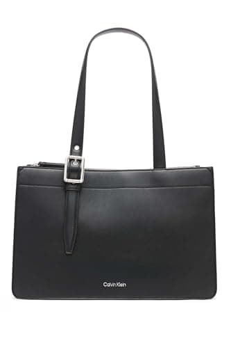 Calvin Klein Havana Novelty Organizational Tote, Black/Silver Solid, One Size