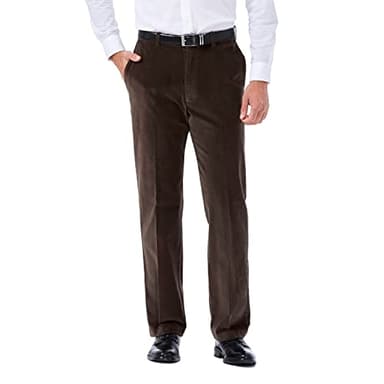 Haggar Men’s Premium Stretch Corduroy Classic Fit Pant Brown 36W x 29L