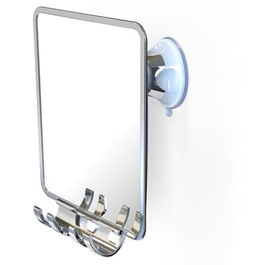 Luxo Shower Mirror, Shower Mirror fogless for Shaving with a Removable Razor Holder - Shaving Mirror for Shower with a Powerful Suction Cup - Shatterproof fogless Mirror for Shower (Chrome)