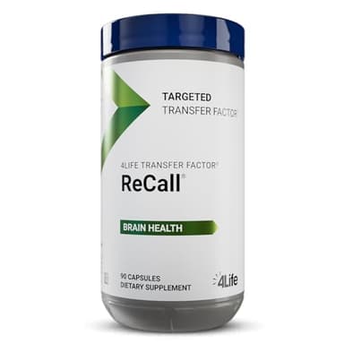 4Life Transfer Factor Recall - Supports Brain Health, Memory and Learning with Ginkgo Biloba, Bacopa Monnieri and Huperzia - 90 Veggie Capsules