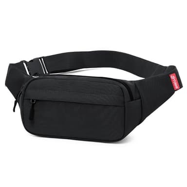 ZMD Small Hip Pack for Men & Women, Crossbody Belt Fanny Pack Sports Hiking Waist Bag Fits All Phones with 3-Zipper Pockets, Hip Bum Bag for Casual Workout Outdoors Running Walking Traveling, Black