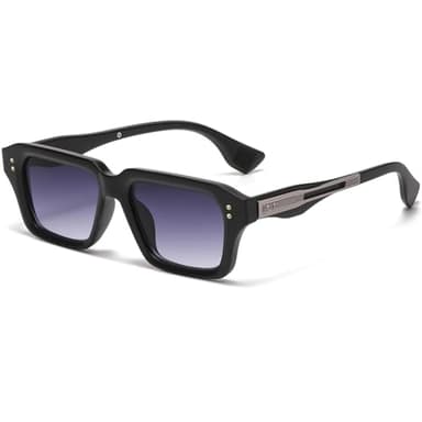 AIEYEZO Rectangle Sunglasses for Men Women Fashion Square Frame Sun Glasses 90’s Retro Designer Shades (Matte Black/Grey Gradient)