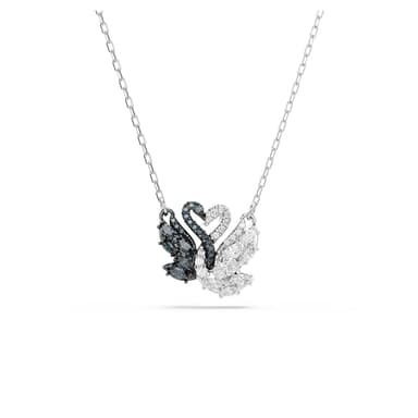 Swarovski Swan Pendant, Swan, Black, Rhodium Finish