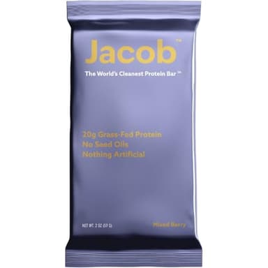 Jacob Bar, Protein Bars, Mixed Berry (9 Bars Total) - 20g Grass-Fed Protein, No Seed Oils, Nothing Artificial