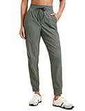 CRZ YOGA Athletic High Waisted Joggers for Women 27.5" - Lightweight Workout Travel Casual Outdoor Hiking Pants with Pockets Grey Sage Medium
