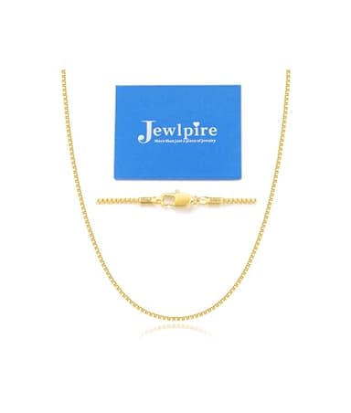 Jewlpire 14K Gold Plated Chain Necklace for Women, 1.3MM Box Chains Necklace 14K Gold Plated Chain for Women Thin & Sturdy Womens Chains Necklaces, 16 Inches