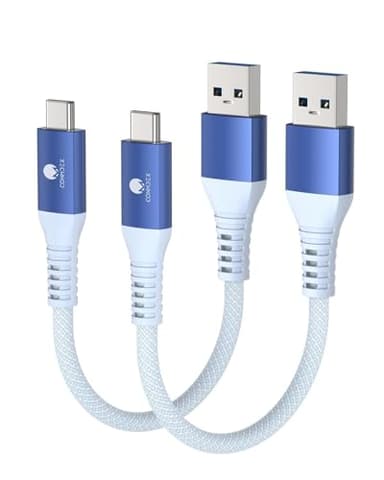 CONMDEX USB C Charger Cable [1.5ft, 2-Pack] 10Gbps USB 3.1 Gen 2 USB-A to USB-C Data Transfer Cord, 3A Fast Charging Android Auto Type C Cable for iPhone 17 16 Plus Pro Max Galaxy S25, Blue