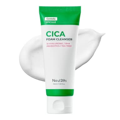 NEUL20S Spicule CICA Foam Cleanser, 3.38 fl oz/100ml | Hydrating Korean Face Wash with Centella Asiatica, Hyaluronic Acid & Tea Tree, Gentle Daily Cleanser for Sensitive & Acne-Prone Skin