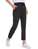 CRZ YOGA Womens 4-Way Stretch Ankle Golf Pants 7/8 Casual Dress Work Athletic Travel Workout Sweatpants with Pockets Black Small