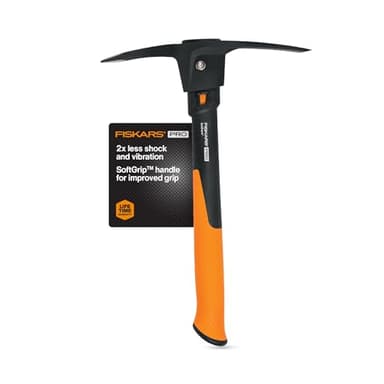 Fiskars IsoCore Pickaxe Mattock with Shock-Absorbing Handle, Dual-Head Tool for Roots & Rocks, 1.5 lb