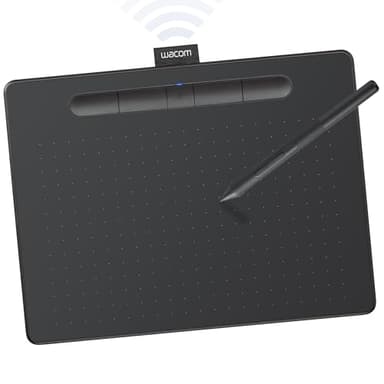 Wacom Intuos Medium Bluetooth Graphics Drawing Tablet, Portable for Teachers, Students and Creators, 4 Customizable ExpressKeys, Compatible with Chromebook Mac OS Android and Windows - Black