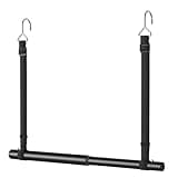 Hanging Closet Rod, Stepless Adjustable Width and Height Closet Rod Extender, Heavy Duty Closet rods for hanging clothes, Black Closet Hanging Rod Organizer Space-Saving & Anti-Slip