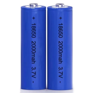 Renyqatt 18650 3.7V Batteries 2000mAh Button Top Rechargeable Battery, 2 Pack 3.7v 7.4wh Lithium Rechargeable Batteries for LED Flashlight, Headlamps, Doorbells, RC Cars