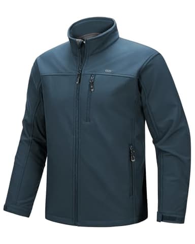 33,000ft Men's Waterproof Softshell Jacket Warm Fleece Lined Windbreaker Lightweight Soft Shell for Travel Hiking Golf