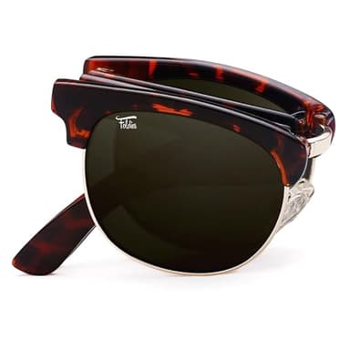 Foldies Browline Folding Sunglasses Polarized, UV400, UVA, UVB Protection for Men Women, Folding Sunglasses Leather Case