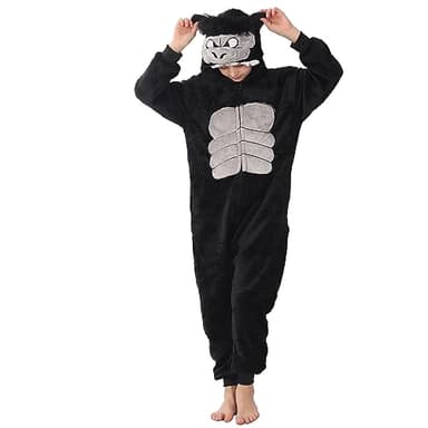 WAFUNNE Animal Onesie Costume for Kids Child Boys Girls Womens Mens Cosplay Halloween Costumes Easter Onesies Black Gorilla S