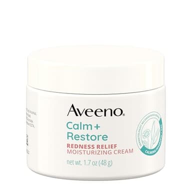 Aveeno Calm + Restore Facial Moisturizer Face Cream for Redness Relief, Non-Comedogenic, Ceramide & Vitamin B5, Hydrating for Dry, Sensitive Skin, Hypoallergenic, Fragrance-Free, 1.7 oz
