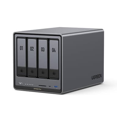 UGREEN NASync DXP4800 Plus 4-Bay Desktop NAS, Intel Pentium Gold 8505 5-Core CPU, 8GB DDR5 RAM, 128G SSD, 1 * 10GbE, 1 * 2.5GbE, 2 * M.2 NVMe Slots, 4K HDMI, Network Attached Storage (Diskless)