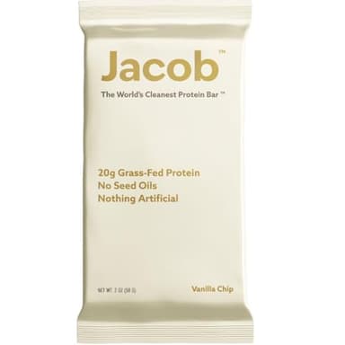 Jacob Bar, Protein Bars, Vanilla (9 Bars Total) - 20g Grass-Fed Protein, No Seed Oils, Nothing Artificial