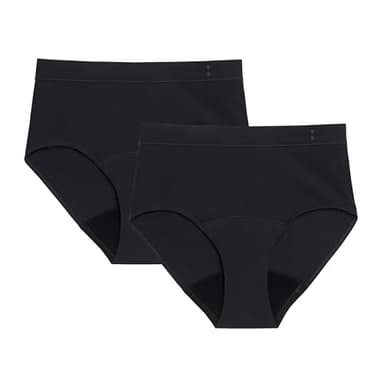 Thinx for All Period Underwear, Everyday Comfort Hi-Waist, Holds Up to Regular 12 Tampons*, Period Panties, Leakproof, Reusable & Controls Odor, Black, 2 Pack, L