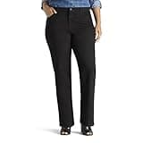 Lee Women's Size Instantly Slims Classic Relaxed Fit Monroe Straight Leg Jean, Black, 18 Plus Petite