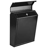 KYODOLED Wall Mount Mailbox for Outside, Secure Mailbox with Lock, 11.61 x 3.15 x 13.66 Inches Fits Standard Letters, Iron Locking Drop Box for Home or Apartment, Easy Installation, Black