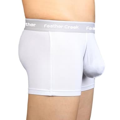 Mens Pouch Trunks Separate Big Enhance Underwear Briefs Comfy Mid-Rise Pouch Bikini Brief Boxer Briefs (US, Alpha, X-Large, Regular, Regular, A(White))