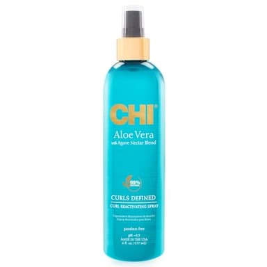 CHI Aloe Vera Curl Reactivating Spray, Enhances Waves, Curls, & Coils, Provides Intense Hydration, Sulfate, Paraben & Gluten Free, 6 Oz