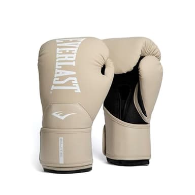 Everlast Elite 2 Boxing Gloves for Youth, Teens, and Adults with Smaller Hands | Secure Fit Hook and Loop Closure & Ventilation | Cardio, Speedbag, and Heavy Bag Training Gloves | Tan, 12 oz