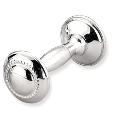 Cunill Silver Baby Rattle, Sterling Silver Bead Style Barbell Baby Rattle, 3.25" Size, Cunill Custom Gift Box