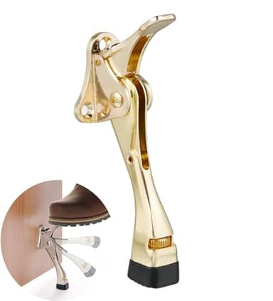 HOME&I Easy Pedal Kick Down Door Stop Stopper Easy Step Door Kick Doorstop,Premium Quality,Height-Adjustable Rubber Foot,4 Inch (Gold, 4 Inch x 1 Pack)