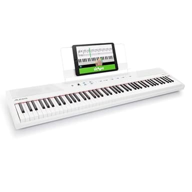 Alesis Recital White - 88 Key Digital Piano Keyboard with Semi-Weighted Keys, 2x20W Speakers, 5 Voices, Split, Layer and Lesson Mode, FX and Piano Lessons